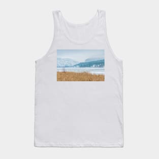 Frozen Winter Lake and Forest Landscape Tank Top